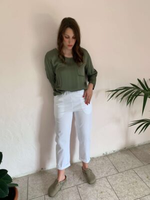 PANTALONE ELASTICO DRITTO – Bianco, S