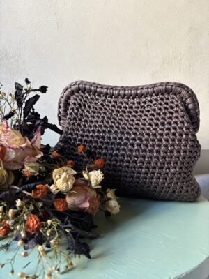 CLUTCH ECOPELLE MARRONE MAXI