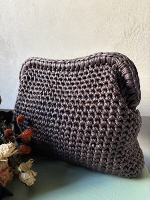 CLUTCH ECOPELLE MARRONE MAXI