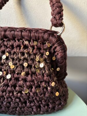 CLUTCH IN TULLE MARRONE PAILLETTES
